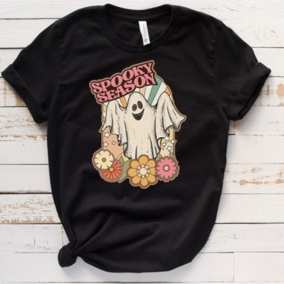 Spooky Season | Boho Ghost Halloween Flower Fall T-Shirt - Picture 6 of 7